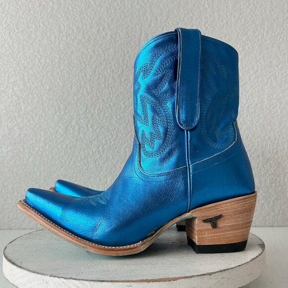 NEW Lane SMOKESHOW Womens Cowboy Bootie 8 Blue Western Cowgirl Short Ankle Boots - Picture 4 of 10